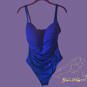 La Blanca Island Goddess One Piece Slimming Design Womens Swimsuit Sapphire 16